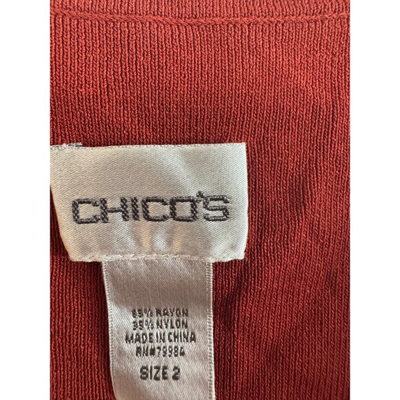 Chicos Embellished Sleeveless Womens Size 2 Rayon/Nylon Red Beaded Tank Top - Picture 2 of 3